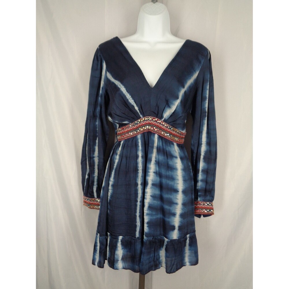 Verb by Pallavi Singhee Anthropologie Mini Dress Size XS Blue Tie Dye New